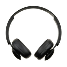 Black wireless on-ear headphones with padded ear cushions and cushioned headband