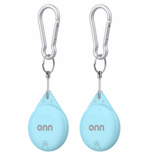 Blue wireless item locator key tags, 2-pack with carabiner clips