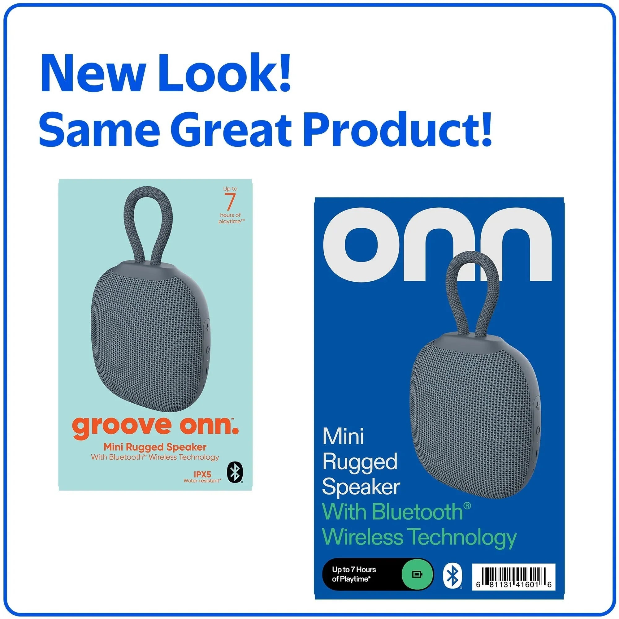 onn Mini Rugged Speaker with Bluetooth Wireless Technology, Gray - USA MEGA SHOP