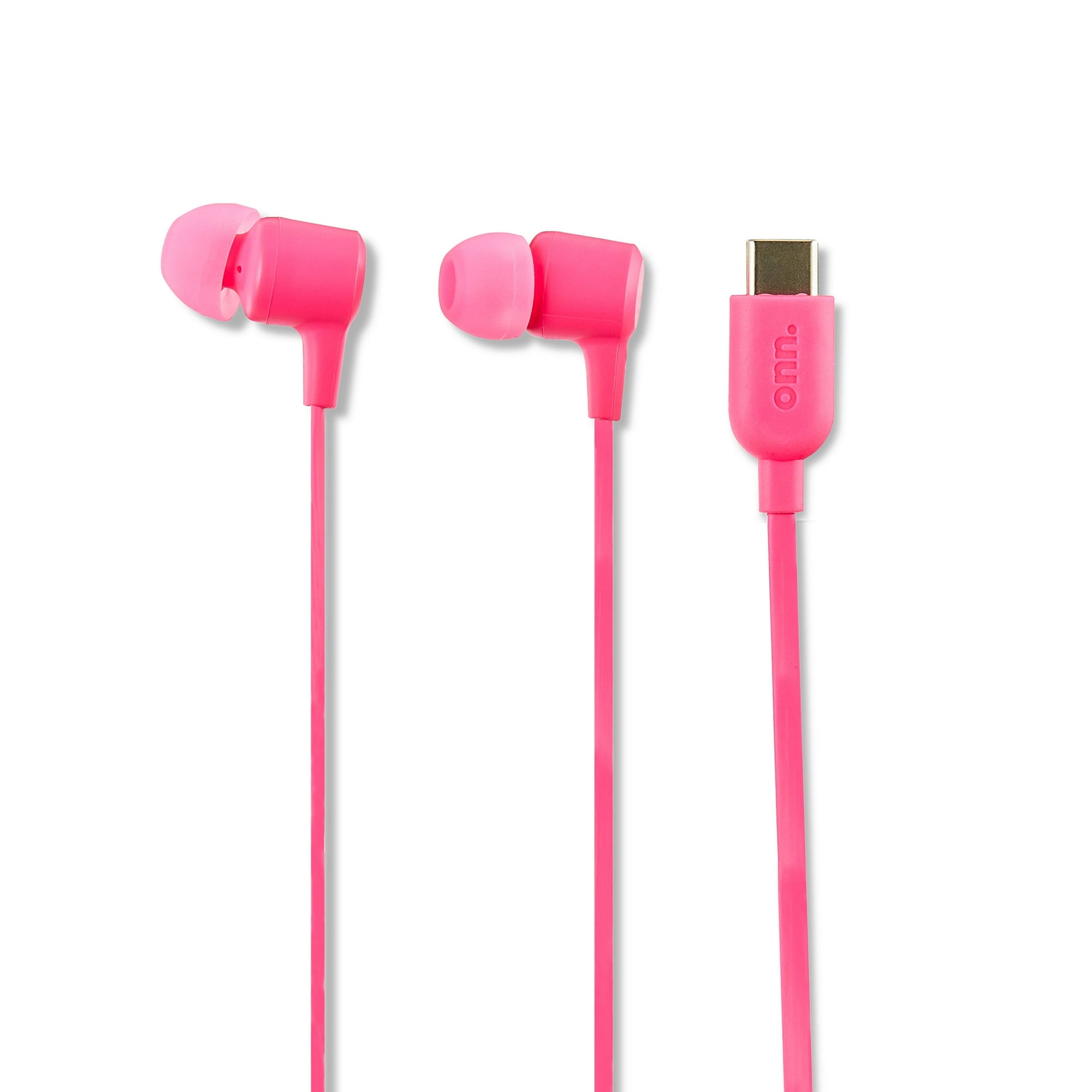 onn. Pink Wired Earphones with USB-C and Microphone