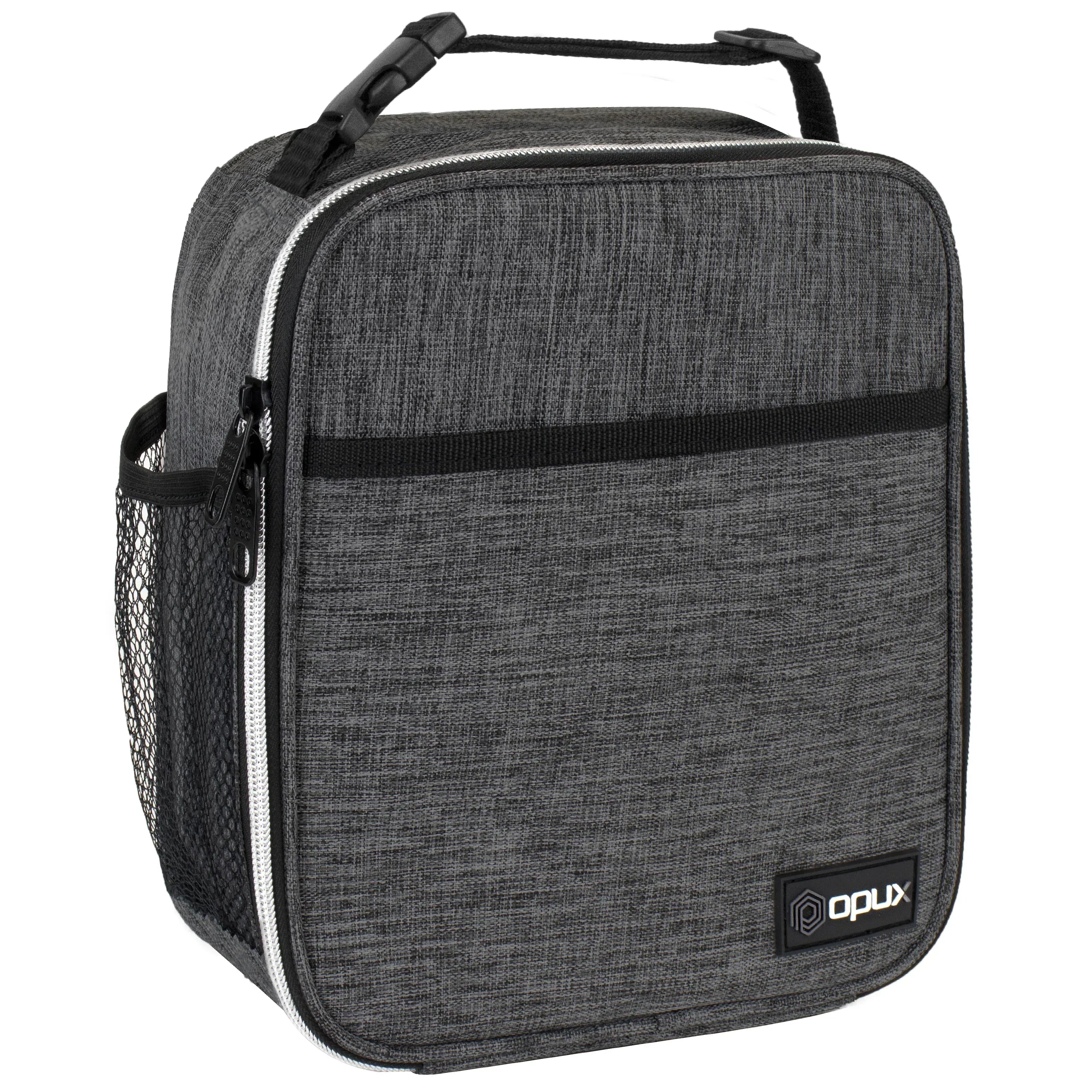 OPUX Premium Insulated Lunch Box, Soft School Lunch Bag for Kids Boys Girls, Leakproof Small Lunch Pail Men Women Work, Reusable Compact Cooler Tote Lunchbox for Office Adult, Black