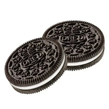 Chocolate sandwich cookies with cream filling, two cookie halves