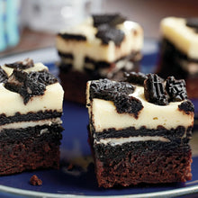 Cookies-and-cream dessert bars with chocolate cookie crust and cream filling
