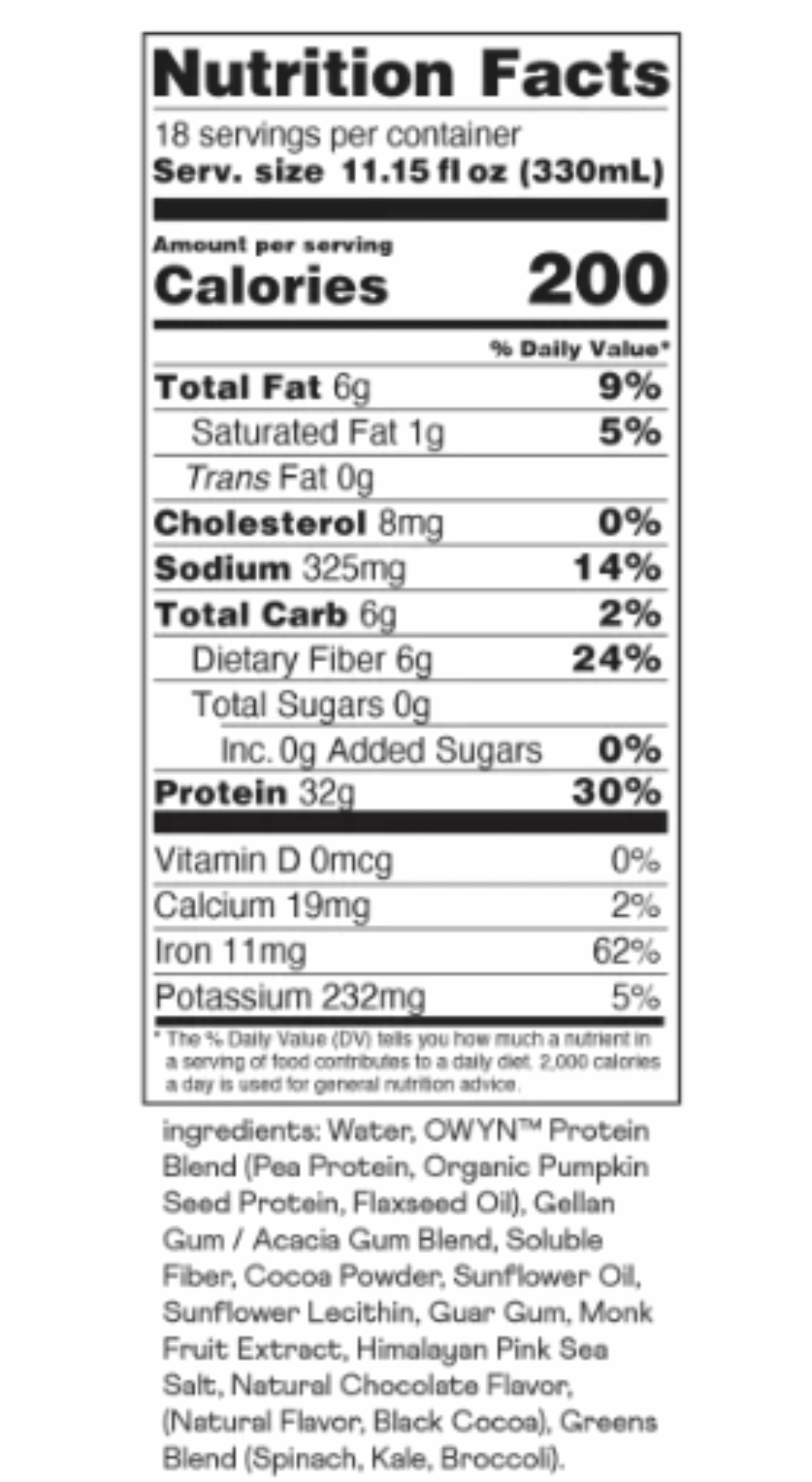 OWYN 32g Pro Elite Protein Shake, Chocolate, 11.15 fl oz, 18-pack