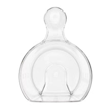 Clear rice measuring cup insert with curved handle and central scoop opening