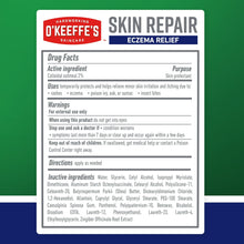 O’Keeffe’s Skin Repair eczema relief Drug Facts information panel