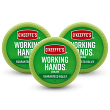 O'Keeffe's Working Hands hand cream tubs, three green containers