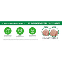 O'Keeffe's Working Hands guaranteed relief infographic with before-and-after hand icons