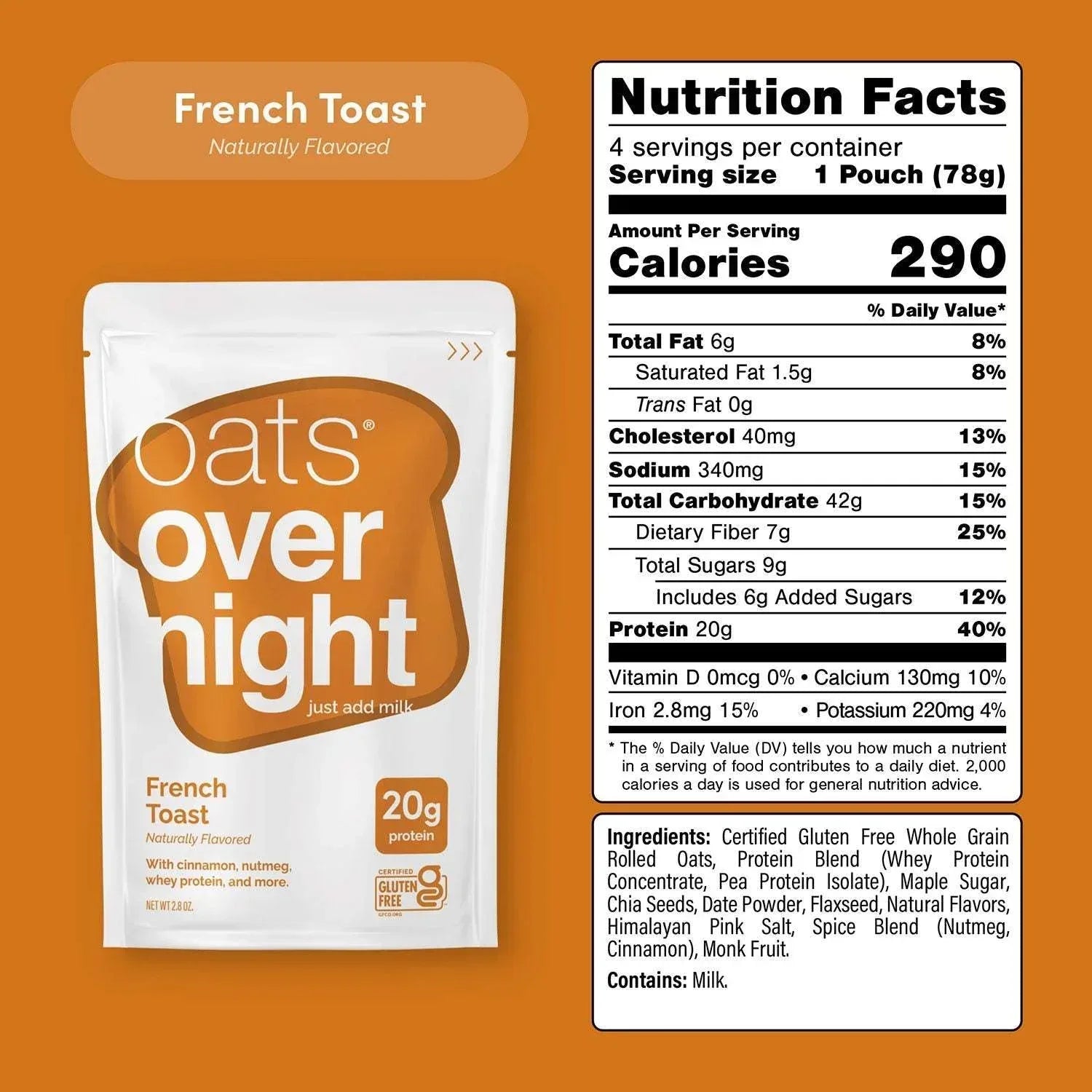 Oats Overnight High Protein Oatmeal Shake Variety Pack, 8 pk.