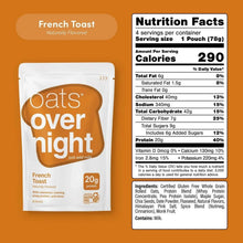 French Toast oatmeal shake pouch with nutrition facts panel