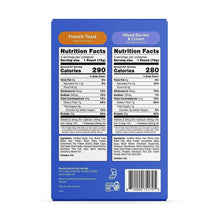 Variety pack box back with two nutrition facts panels and barcode