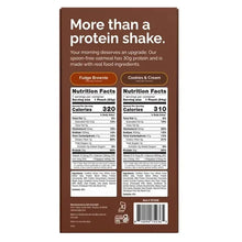 High-protein oatmeal shake variety pack box, nutrition facts and ingredients info