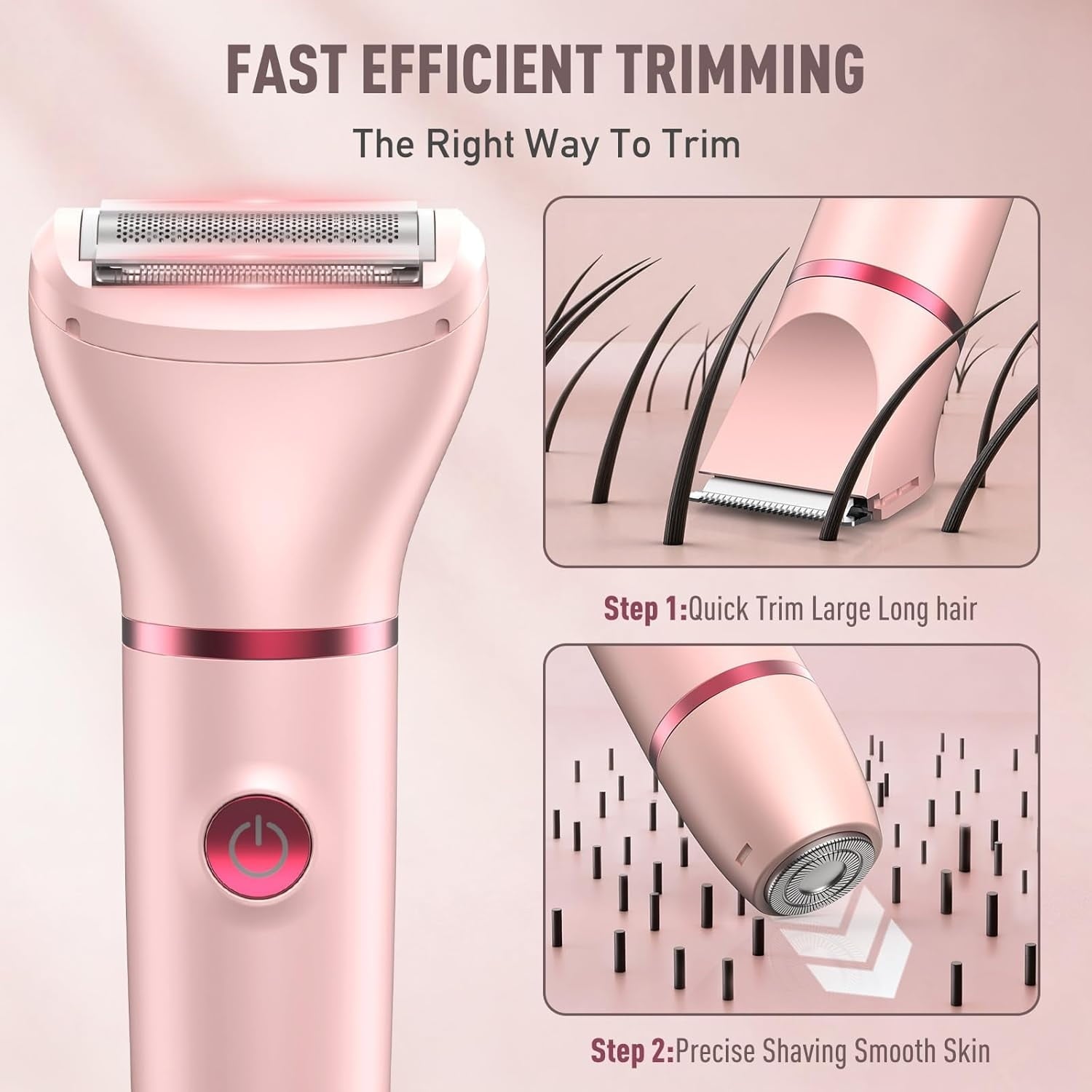 Obacre Bikini Trimmer for Women, 3 in 1 Electric Razors for Women, IPX7 Waterproof Wet Dry Body Shaver Pubic Hair Trimmer Facial Hair Remover with Ceramic Blade USB Recharge Dock Gift for Women