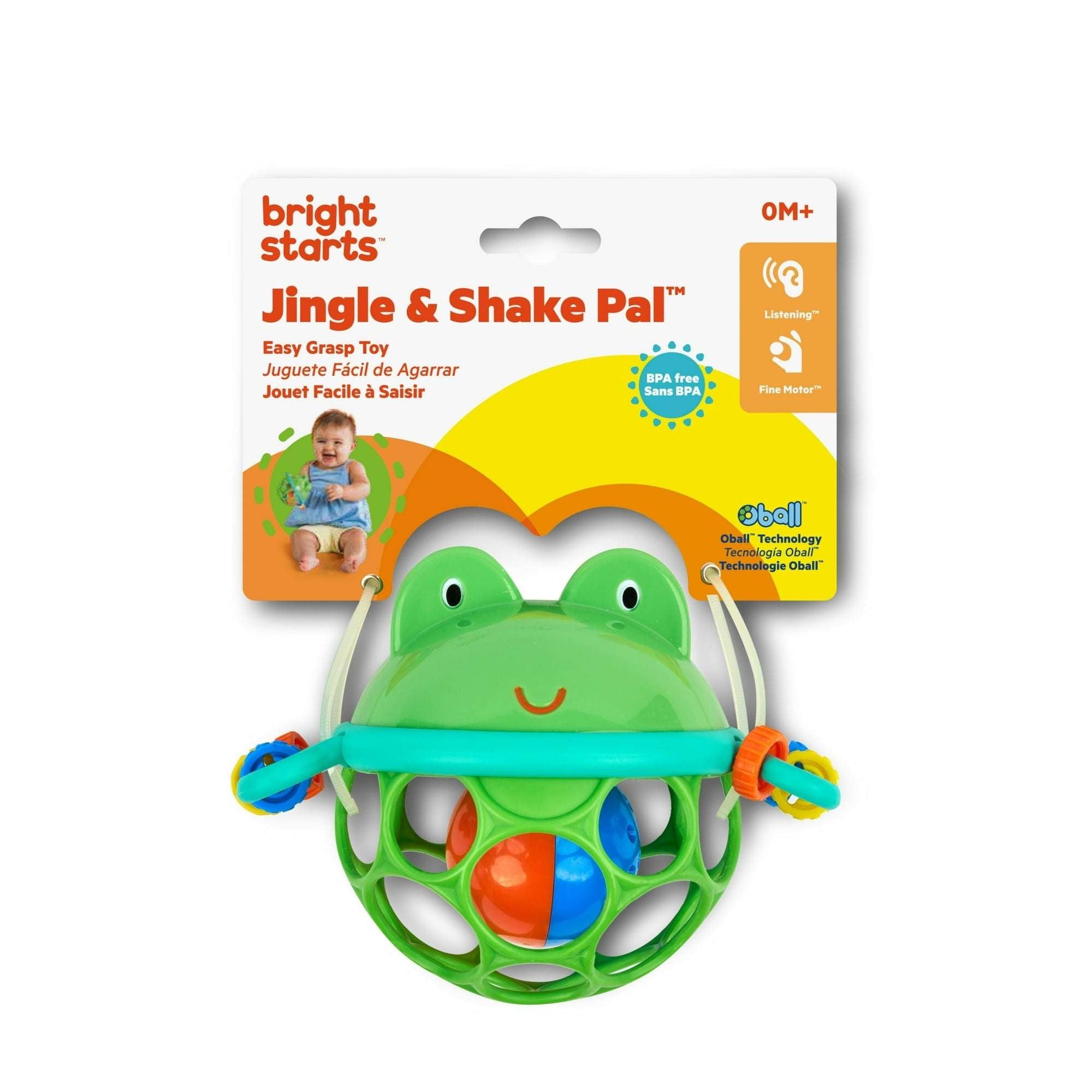 Oball Easy Grasp Jingle & Shake Pal Infant Toy Rattle, Green, Unisex, Ages 0 Months +