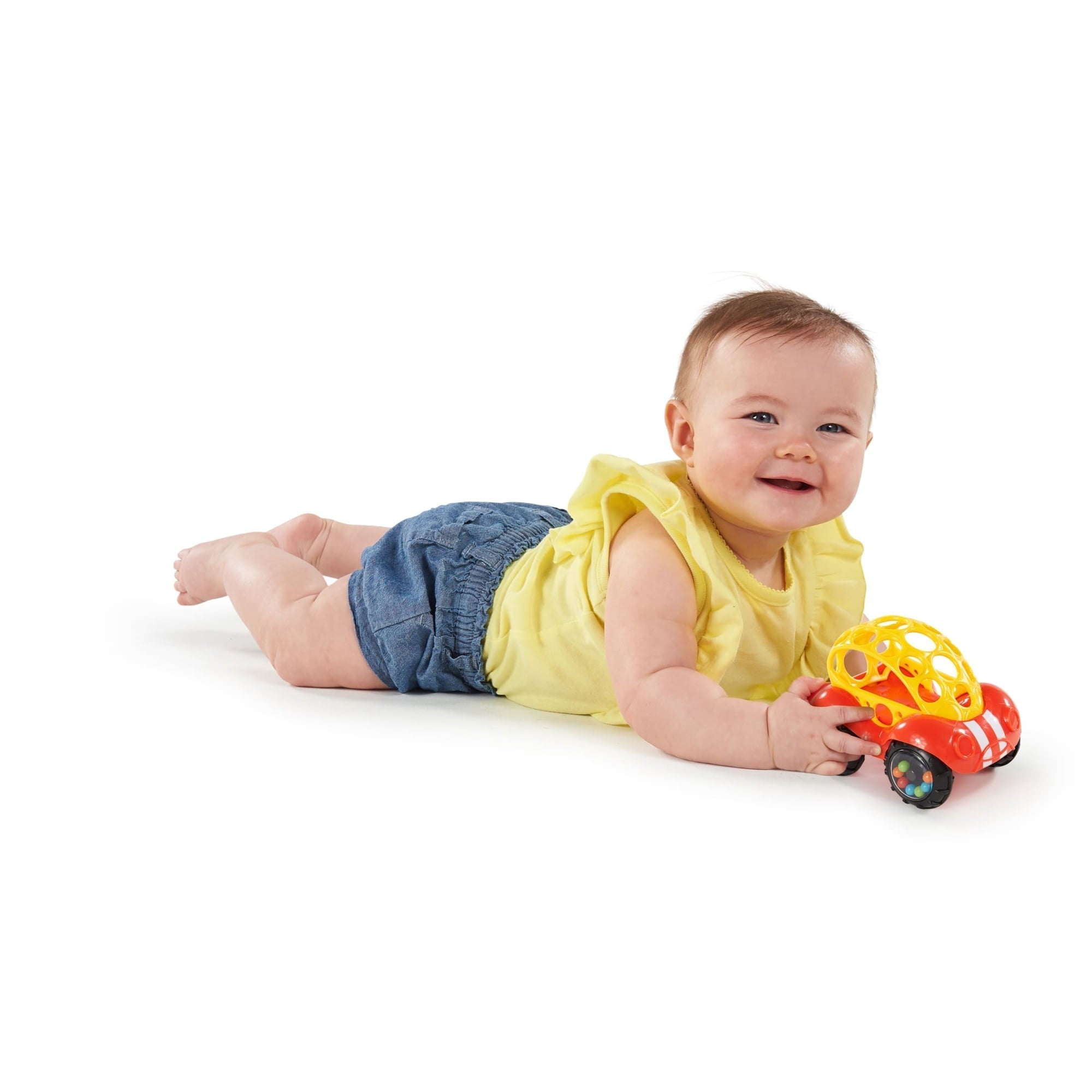 Oball Easy Grasp Rattle & Roll BPA-Free Push Car Infant Crawling Toy, 1 Pack, Red, Unisex