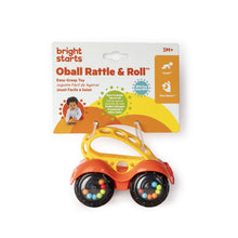 Bright Starts Oball Rattle & Roll push toy in orange-red with yellow top