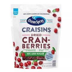 Ocean Spray Craisins, 50% Less Sugar Dried Cranberries, Dried Fruit, 43 oz.