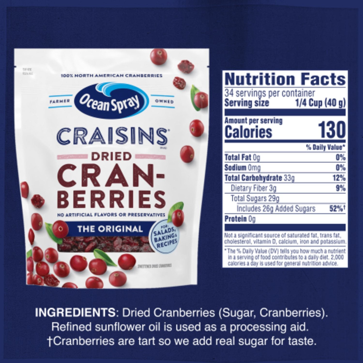 Ocean Spray Craisins, Original Dried Cranberries, 48 oz.
