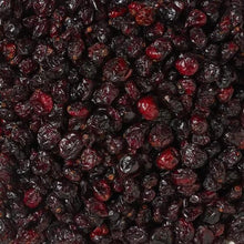 Close-up of dark red dried cranberries