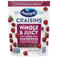 Ocean Spray Craisins whole dried cranberries bag, whole & juicy branding