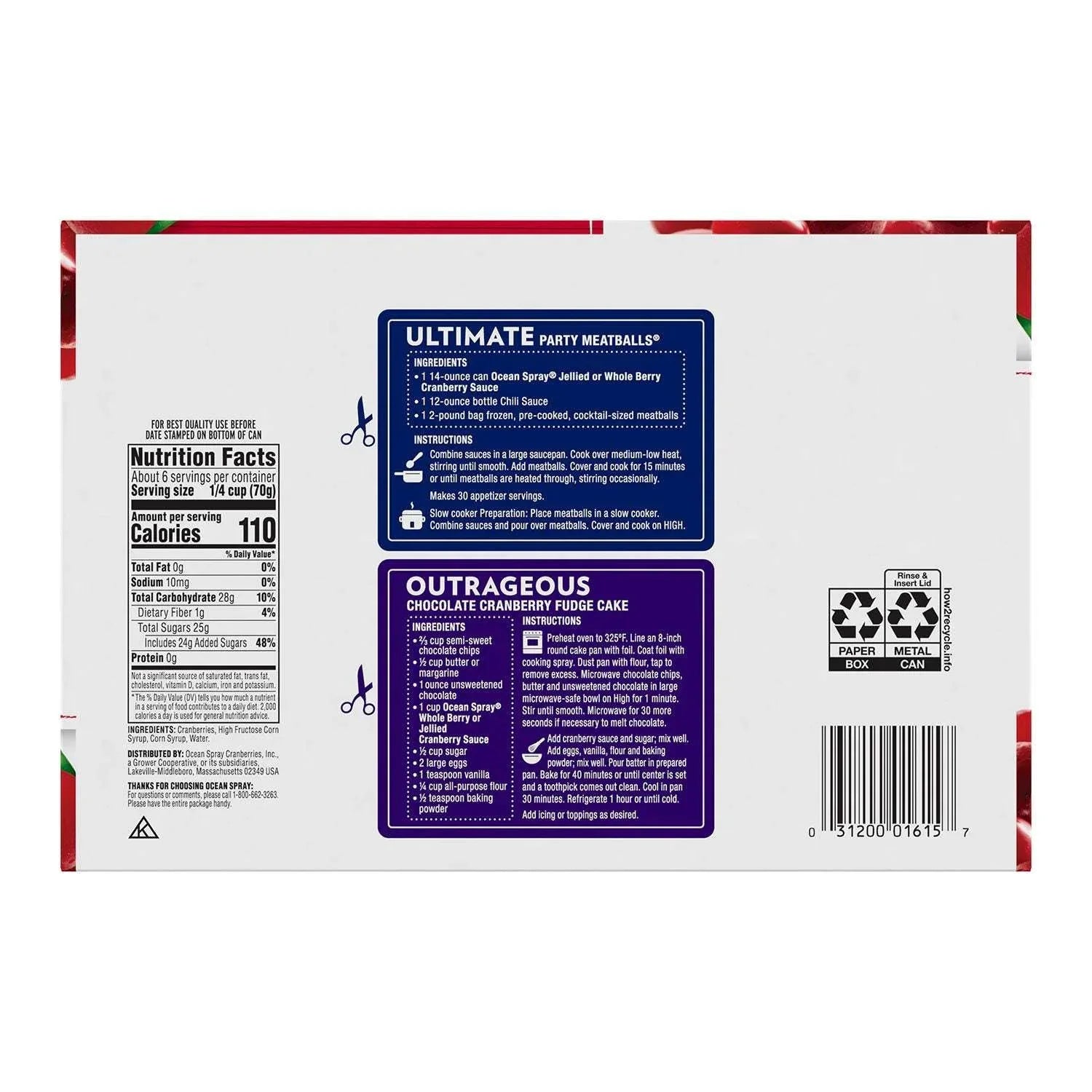 Ocean Spray Jellied Cranberry Sauce, 14 oz., 6 pk. - USA MEGA SHOP