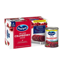 Jellied cranberry sauce carton and can set with Ocean Spray branding
