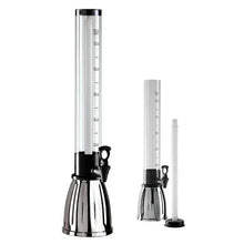 Beer and beverage tower with two removable ice tubes and EZ-Pour spigot, chrome base