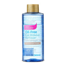 Oil-free eye makeup remover bottle with gold cap, blue label, 5.5 fl oz (162 mL).