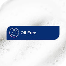 Oil-free icon on white foam background for oil-free eye makeup remover.