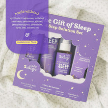 Baby oilogic sleep bundle box with ingredient panel and four-step product bottles