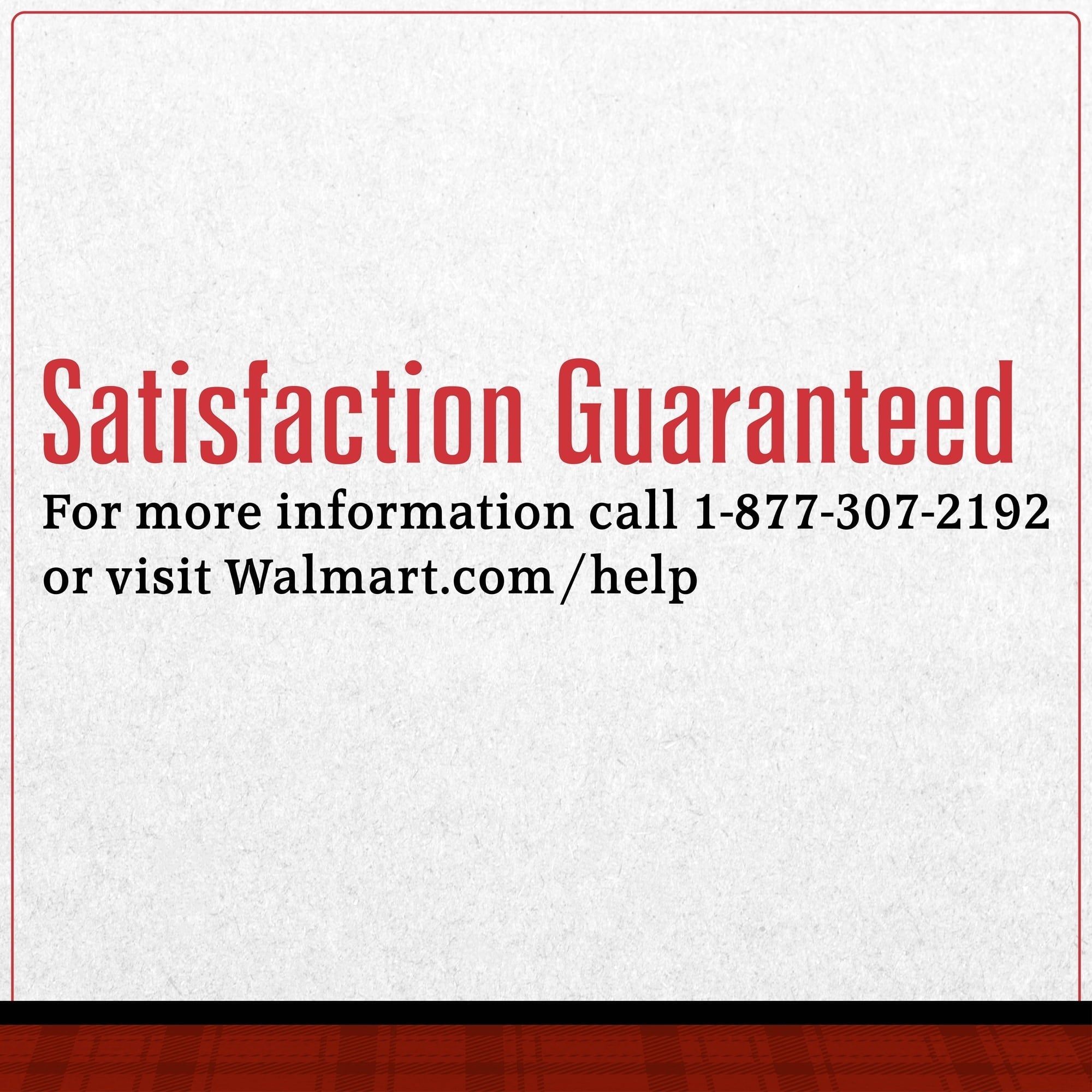 Dry dog food package satisfaction guaranteed info panel in red and black text