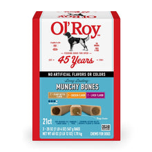 O'Roy munchy bones dog chew box, 21 count, long-lasting, peanut butter flavor
