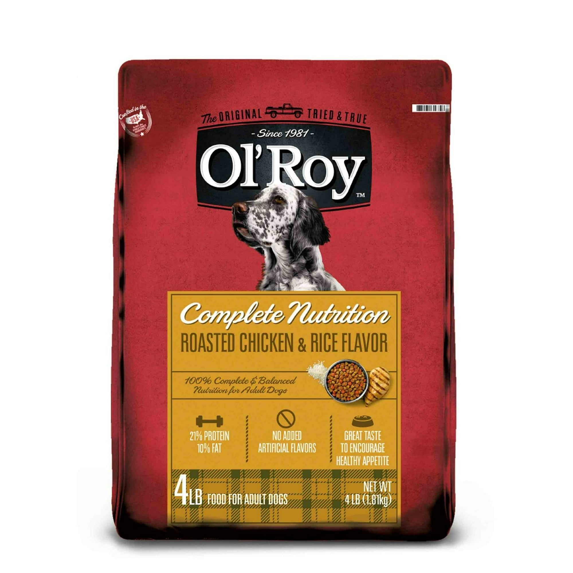 Ol' Roy Complete Nutrition roasted chicken & rice dry dog food bag, 15 lb back view