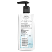 Olay foaming facial cleanser bottle back label, black pump and barcode