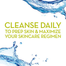 Makeup remover wipes promotional graphic with blue water splash and clean green text