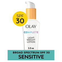 Olay Complete lightweight lotion SPF 30 pump bottle with sensitive skin label