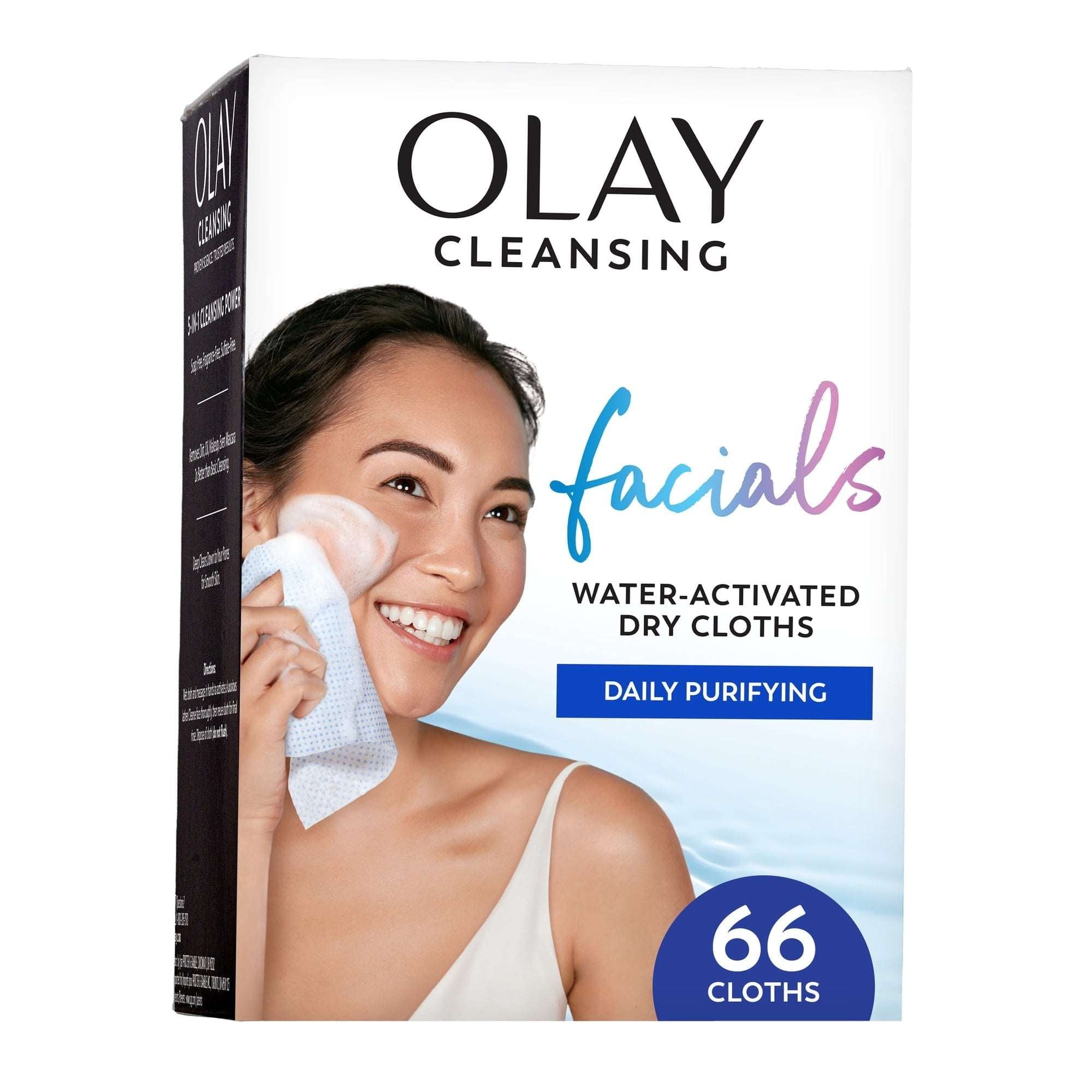Olay Daily Facials Deeply Purifying Cleansing Cloths, Gentle Makeup Remover, Fragrance-Free, 66 Count