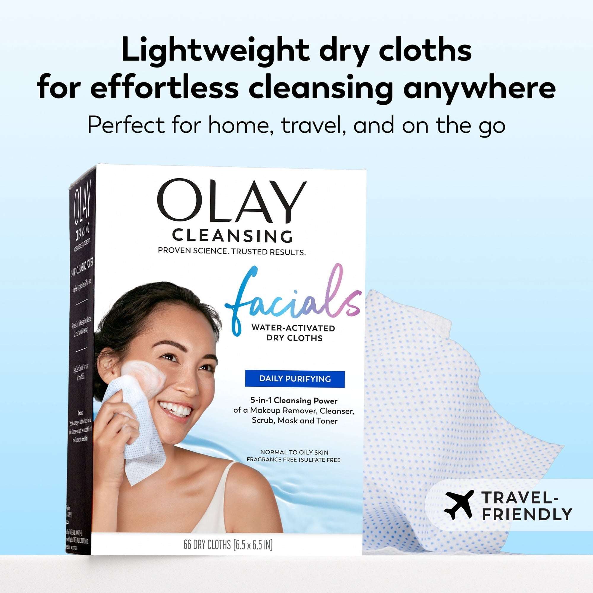 Olay Daily Facials Deeply Purifying Cleansing Cloths, Gentle Makeup Remover, Fragrance-Free, 66 Count