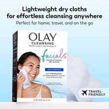 Olay facial cleansing dry cloths pack with travel-friendly cloth stack