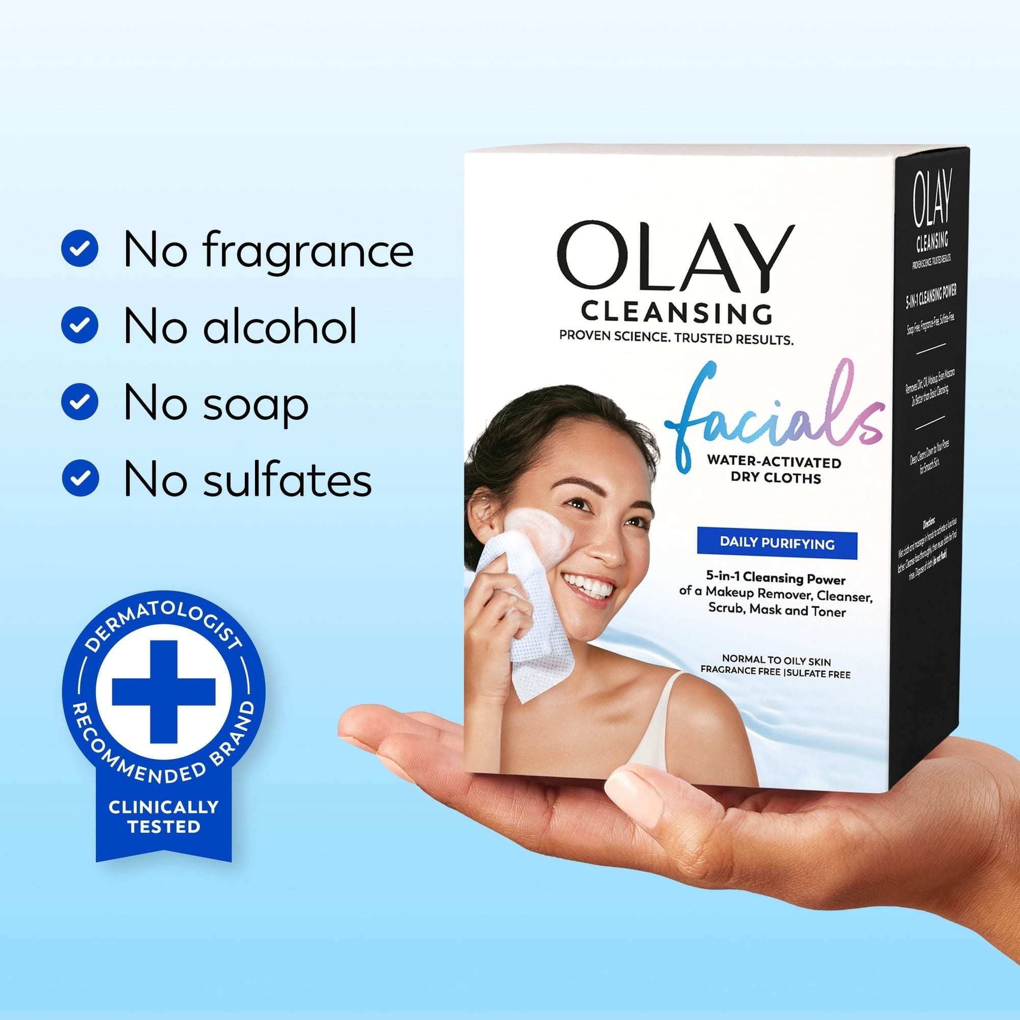 Olay Daily Facials Deeply Purifying Cleansing Cloths, Gentle Makeup Remover, Fragrance-Free, 66 Count