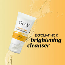 Olay brightening exfoliating cleanser tube with vitamin C label