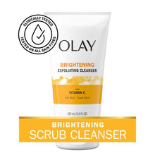 Olay brightening exfoliating cleanser tube with vitamin C, 5.0 fl oz front label