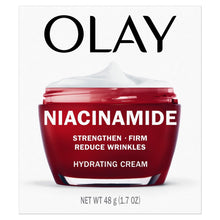 Red niacinamide hydrating cream jar with white cream cap