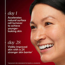Smiling woman applying face moisturizer to her cheek, niacinamide