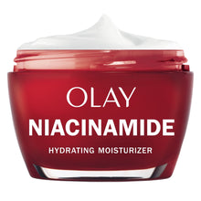 Red niacinamide hydrating moisturizer jar with white cream on top
