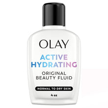 Olay Active Hydrating lotion bottle with black cap, Original Beauty Fluid, 4 oz