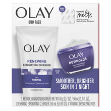 OLAY cleansing duo pack box with retinol 24 moisturizer and exfoliating cleanser