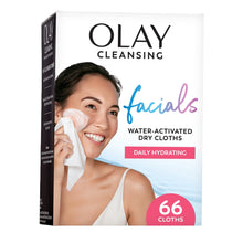 OLAY Daily Facials cleansing face wipes box with a white wipe cloth