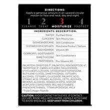 Skincare product box back panel with ingredient list and usage directions