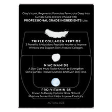 Skincare product box front featuring triple collagen peptide and niacinamide